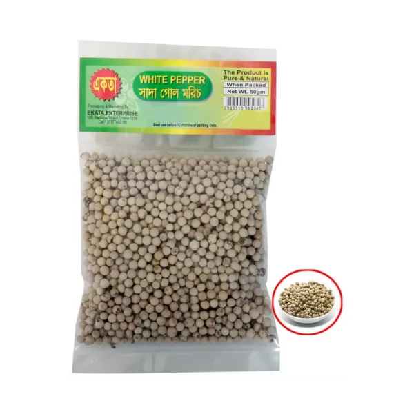 Ekata White Pepper (Gol Morich) 50 gm