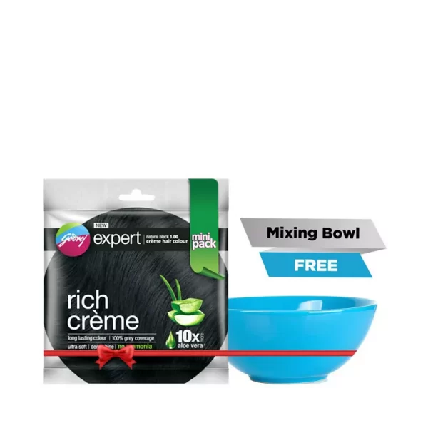 Godrej Expert Rich Creme Hair Colour Natural Black (Free Bowl 1 pcs) 12 gm