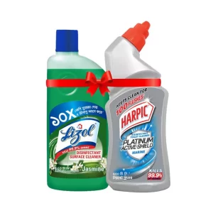 Harpic Platinum Toilet Cleaner 500 ml & Lizol Jasmine Floor Cleaner 500 ml (Combo Offer) 2 pcs