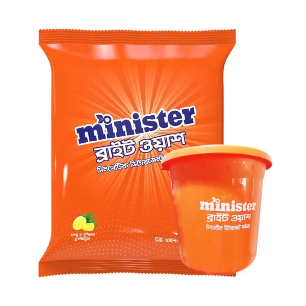 Minister Bright Wash Synthetic Detergent Powder Lemon & Mint (Free Bucket 12 ltr) 2 kg