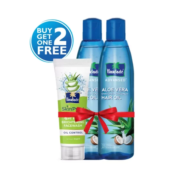 Parachute Aloe Vera Hair Oil 250 ml (Free Aloe Vera Face Wash Oil Control 50 gm) 2 pcs