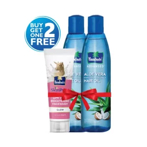Parachute Aloe Vera Hair Oil 250 ml (Free Goat Milk Face Wash Glow 50 gm) 2 pcs