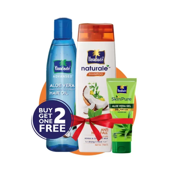 Parachute Aloe Vera Hair Oil 250 ml + Shampoo Anti Hair Fall 170 ml (Free Aloe Vera Gel 50 gm) 2 pcs