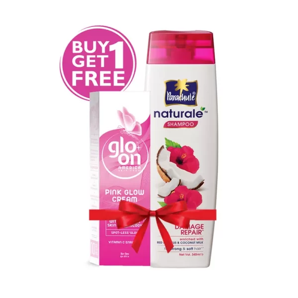 Parachute Naturale Damage Repair Shampoo (Free Glo-On Pink Glow Cream 50 gm) 340 ml