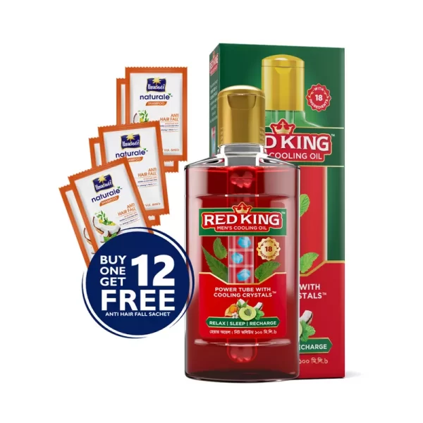 Red King Men's Cooling Oil (Free Anti Hair Fall Shampoo 12 pcs) 100 ml