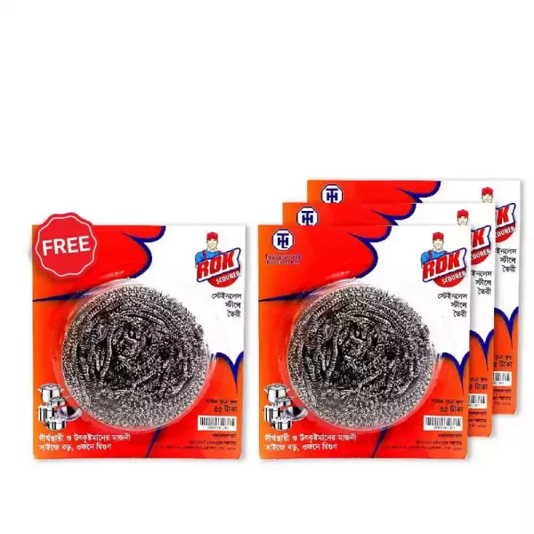 Rok Dishwashing Mega Steel Scourer (Buy 3 Get 1 Free) 4 pcs