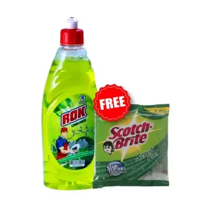 Rok Lemon Dishwashing Liquid (Free Scotch Brite) 500 ml