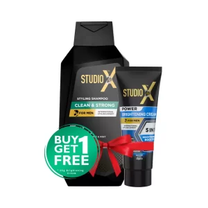 Studio X Clean & Strong Shampoo for Men (Free Men's Brightening Cream 60 gm) 355 ml