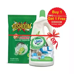 Uniq Floor Cleaner Lemongrass (Free 300 ml Dishoom Dishwash) 1 ltr