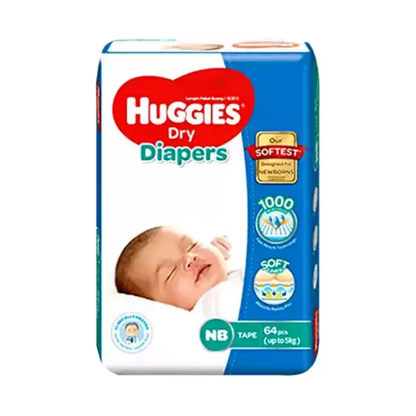 Huggies Dry Baby Diaper Belt New Born (Up To 5 kg) 64 pcs