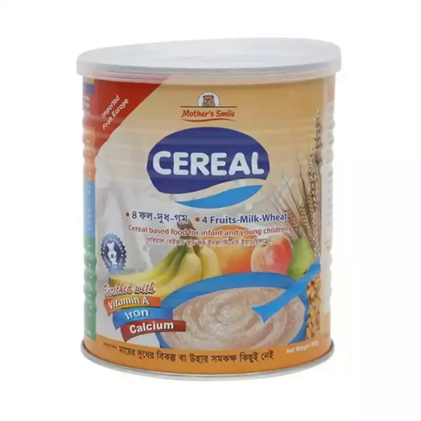 Mother's Smile Cereal 4 Fruits,Milk & Wheat Tin 400 gm
