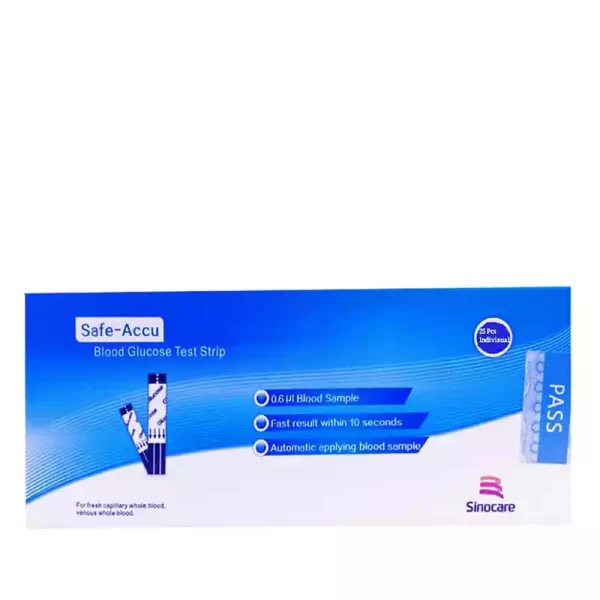 Safe-Accu Blood Glucose Test Strip In Foil Pack 25 pcs