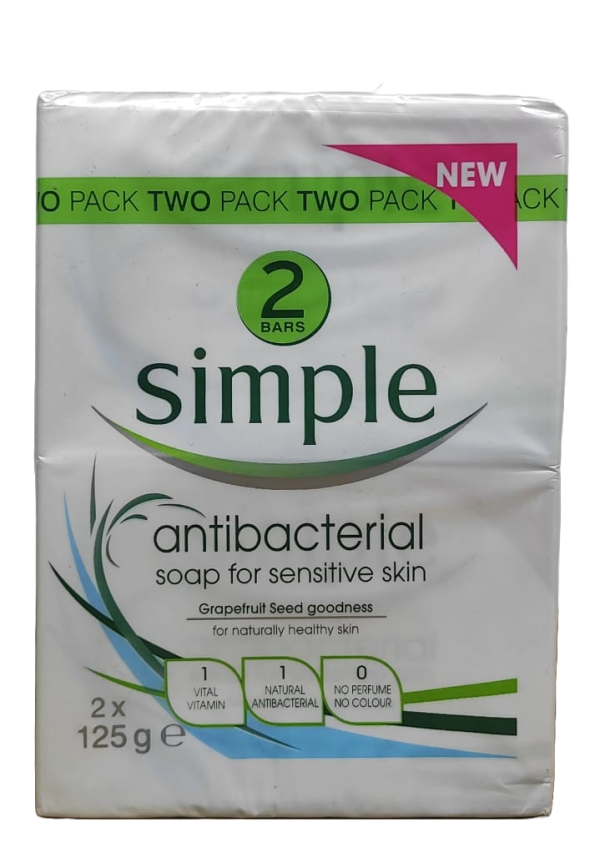 Simple antibacterial soap for sensitive skin 2x125 g