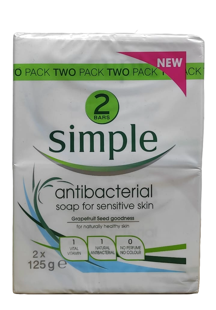 Simple antibacterial soap for sensitive skin 2x125 g