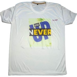 T SHIRT--WHITE-NEVER GIVE UP